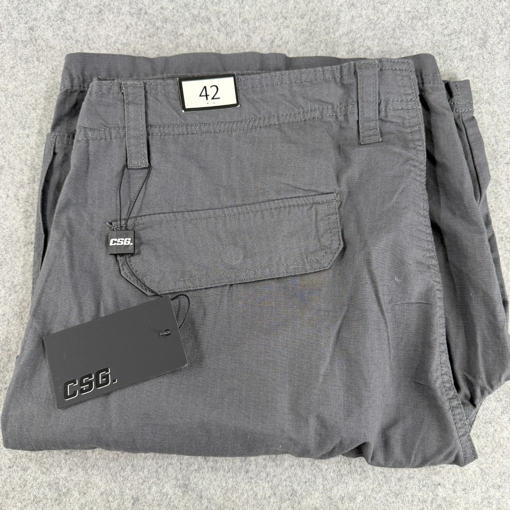 New CSG Men's‎ Unity Cargo Utility Shorts 36 Gray 10" Hiking Outdoor